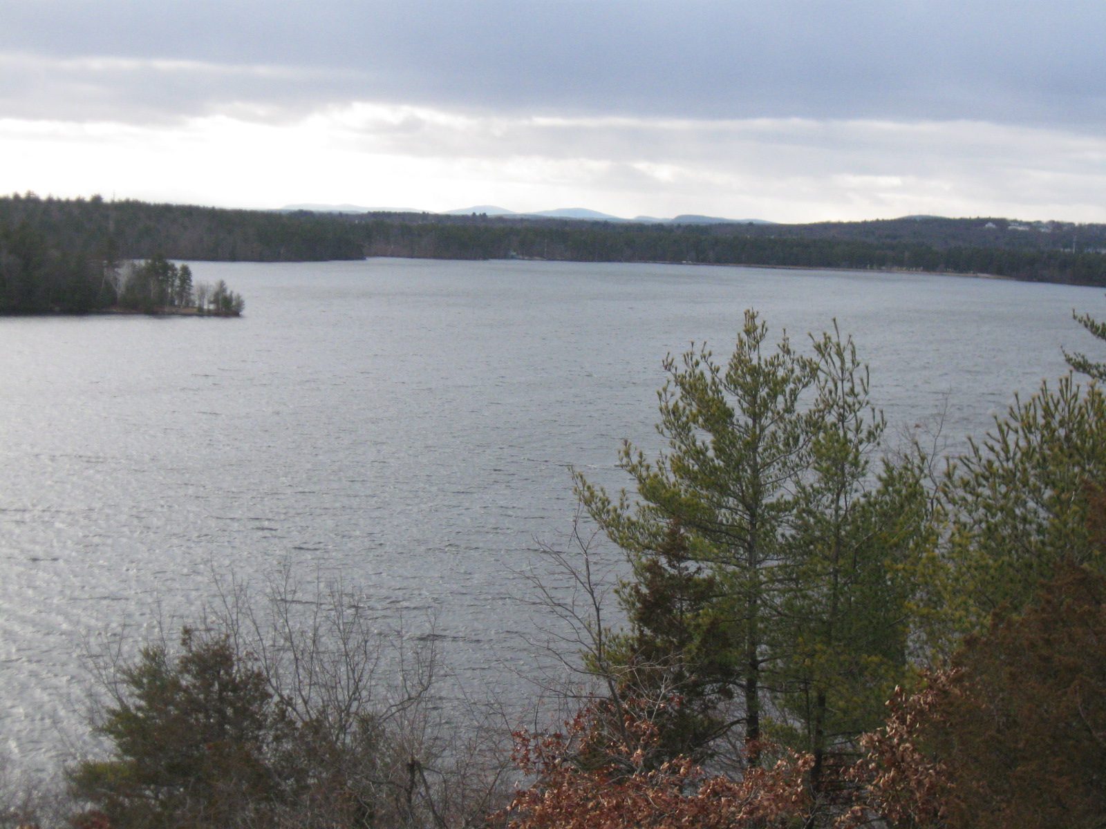 Lake Massabesic in Auburn, New Hampshire, seen from the shore in winter